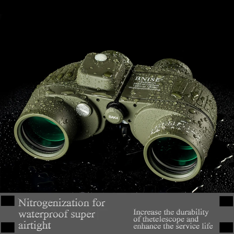 Military Binoculars Rangefinder 10x50 Telescope Hunting Durbun Waterproof Professional with Harness Strap Tripod Connector BNISE