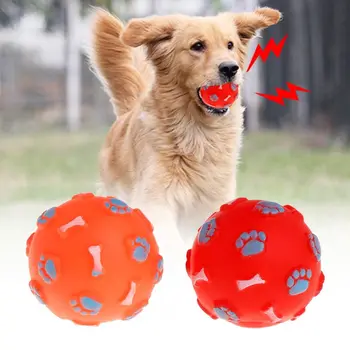 

Rubber Ball Squeaky Bone Footprint Cute Play Funny Balls Fetch Interactive Cat Kitten Dog Puppy Supplies Molar Chew Bite