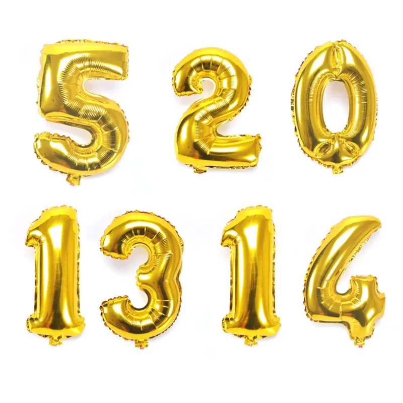 32 inch Gold Number Balloons Digit Helium Foil Ballons Wedding Birthday Party Decorations Adult Kids Inflatable Toys Supplies