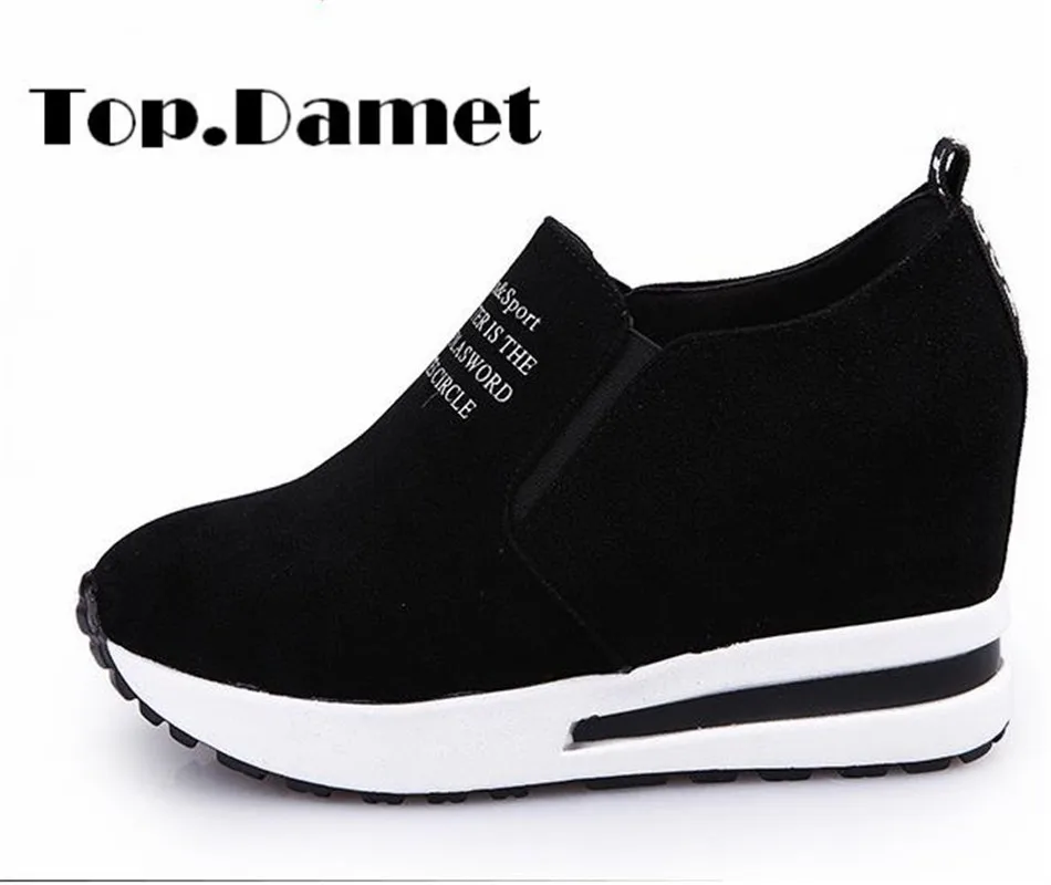

Top.Damet Women Fashion Spring Autumn Casual Breathable Increased Internal High Heel Platform Solid Color Sneakers Shoes Woman