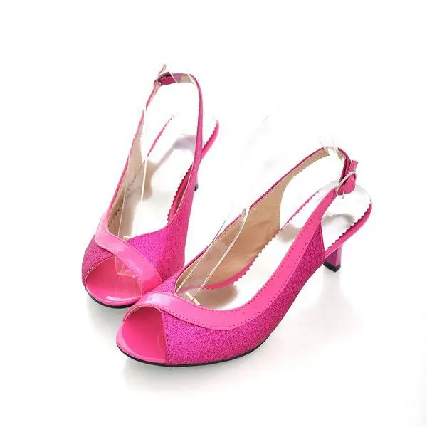 Г., летние женские сандалии размера плюс 34-48 модные повседневные вьетнамки на среднем каблуке, женская обувь с открытым носком черного, серебряного, золотого цвета - Цвет: rose
