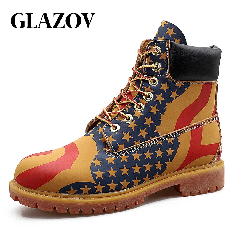 

GLAZOV New Men Winter Snow Boots Men Outdoor Activity Sneakers Boots Warm Fur Lace Up High Top Fashion Shoes Men Safety Boots