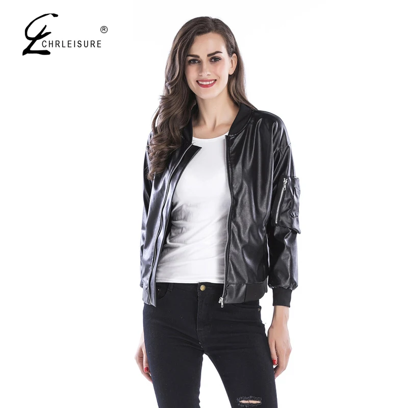 black leather bomber jacket ladies