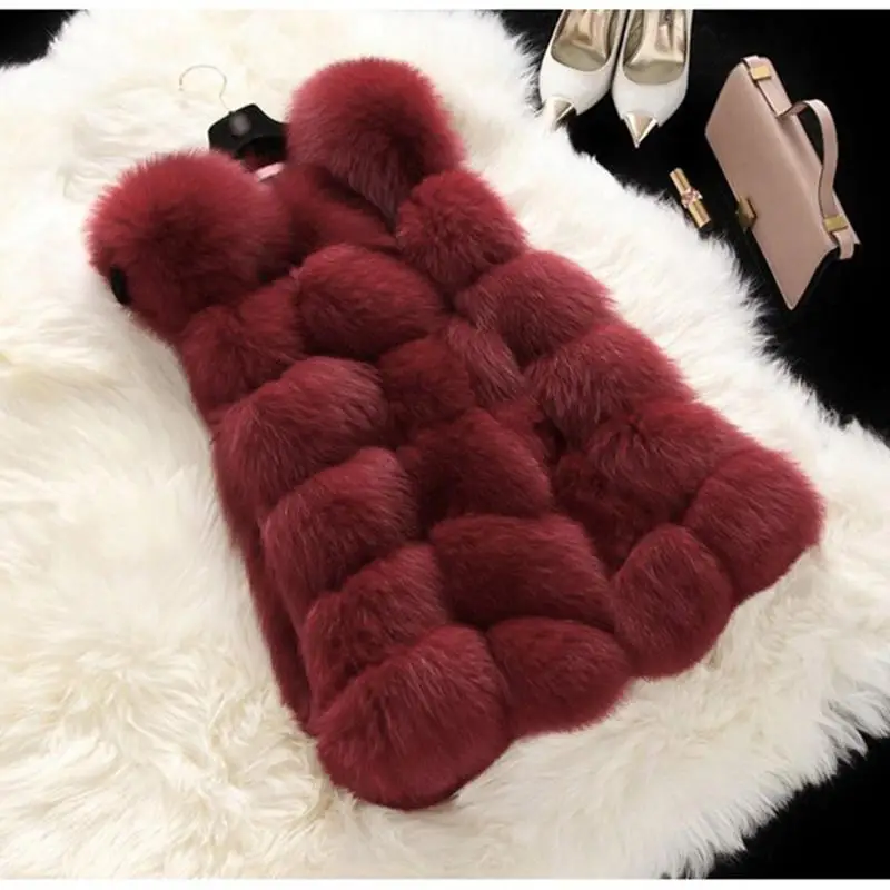 

gray Faux Fur Coat Spring Women 2019 Fashion Casual Warm Slim Sleeveless Faux Fox Fur Vest Winter Jacket Women casaco feminino