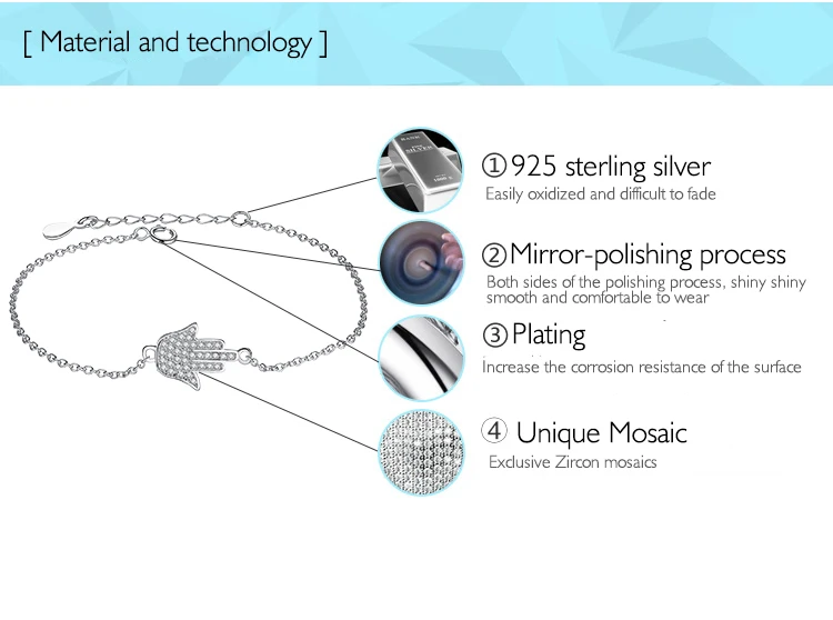 925 пробы Серебряный CZ рука Фатимы браслет амулеты проложили кубический циркон браслеты с амулетом Хамса Регулируемый для женщин Роскошные ювелирные изделия