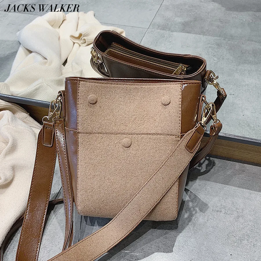 

2019 New Retro Matte Bucket Bag For Women Wide Shoulder Strap With Versatile Shoulder Bag Ladies Messenger Bags