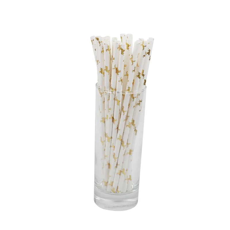 

25pcs Unicorn Disposable Paper Straws Cartoon Birthday Decoration Theme Festival Biodegradable Eco Friendly Drinking Straws