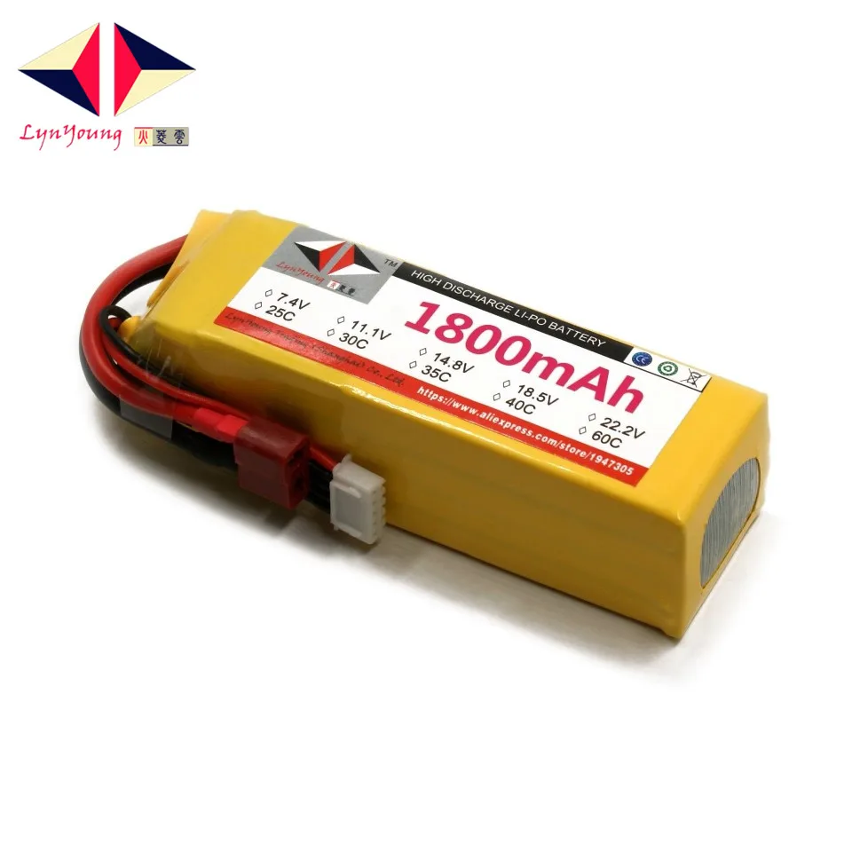 

LYNYOUNG Lipo battery 1800mAh 14.8V 30C 4s for RC Drone Truck Car Boat Quadcopter helicopter