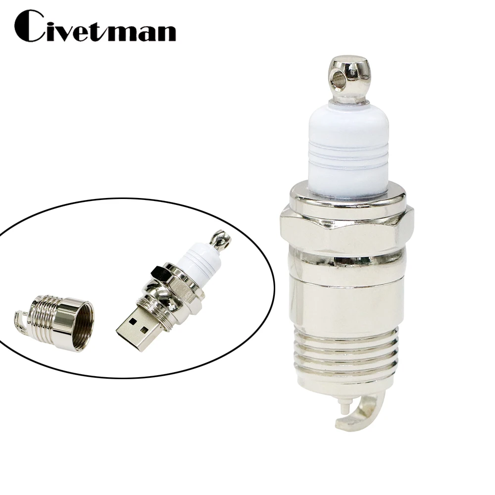 

New Arrival Metal Spark Plug USB Flash Drive Pendrive 128GB 64GB 32GB 16GB 8GB Flash Memory Stick Pen Drive USB Stick Free ship