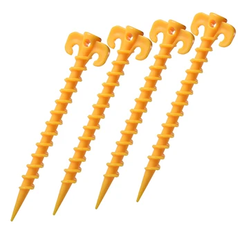 

5 Pcs Yellow Plastic Spiral Camping Awning Tent Anchor Ground Stakes Pegs Pins