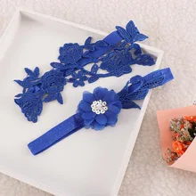 Свадебные Подвязки со стразами Кружева Синий Вышивка цветочные сексуальные подвязки 2 шт набор для женщин/невесты кольцо на бедро Свадебные Подвязки