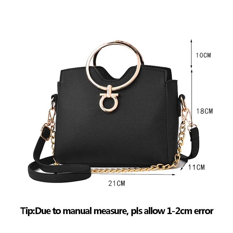 PU Leather Women Casual Handbag Female Holiday Messenger Bag Lady Exquisite Crossbody Mini Fashion Metal Ring Handle Bag SS7087 (11)