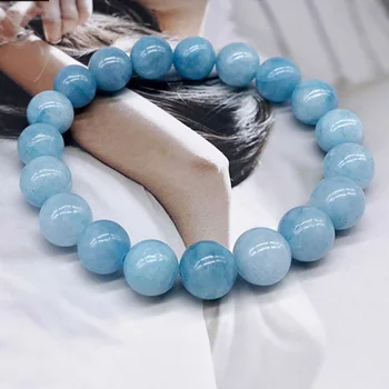 REGELIN 4/6/8/10/12mm Natural Stone Angelite Round Loose Beads Bracelets jewelry for women Gift Men Bracelet Drop Shipping