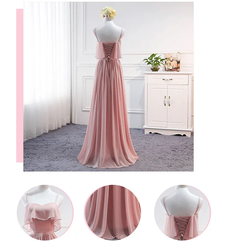 Robe De Soriee Новое пыльное розовое платье подружки невесты длиной до пола с v-образным вырезом с коротким рукавом А-силуэта Элегантное свадебное платье для невесты