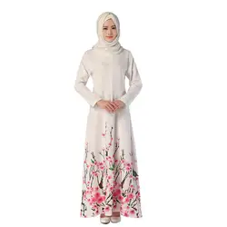 Модные мусульманские платья и платья abaya для женщин мусульманское летнее Элегантное Длинное Платье с принтом большого поворотного типа
