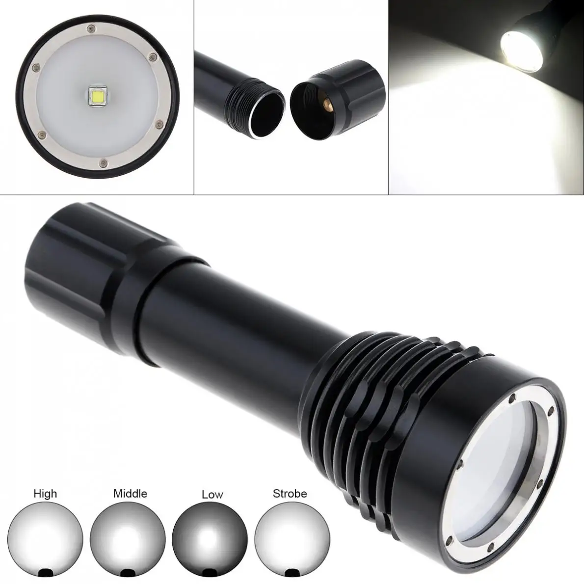 

5 Modes Light XM-L2 LED Diving Flashlight Torch 18650 Underwater 100M Powerful Underwater Video Searchl ight Scuba Dive Light