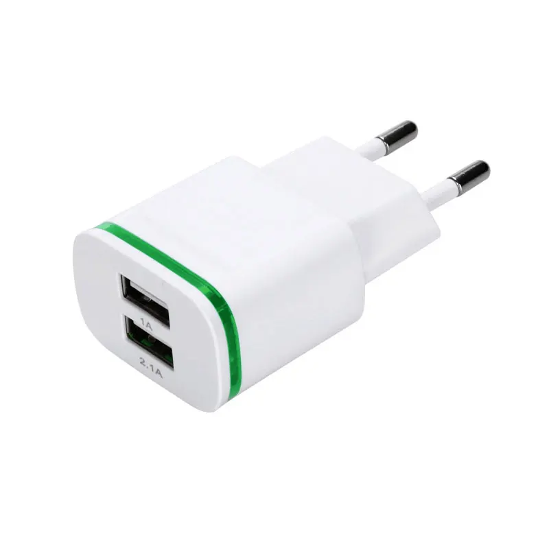 5V 2.1A Dual USB Wall Travel Charger Adapter with Europe EU Plug for