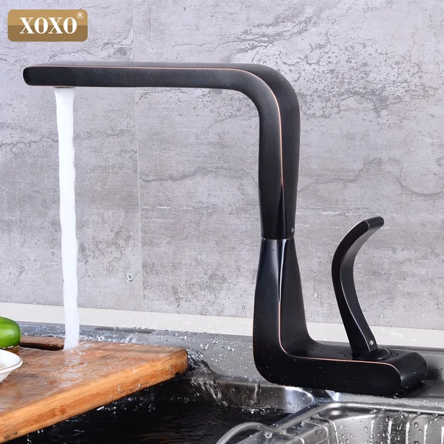 Black Kitchen Faucet with Cold and Hot Water Mixer 1