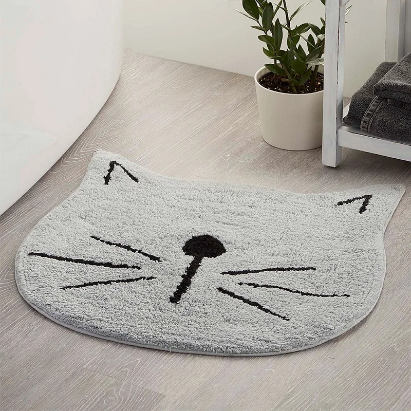 Милый коврик для ванной с рисунком кота для ванной комнаты, туалетной ванны, балкона, напольный коврик для кухни, Нескользящий Впитывающий Коврик для ванной 60*60 см