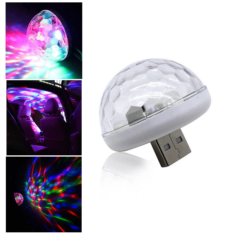 New Sound Control Car USB Socket Mini LED Colorful Atmosphere Light 3W 5V