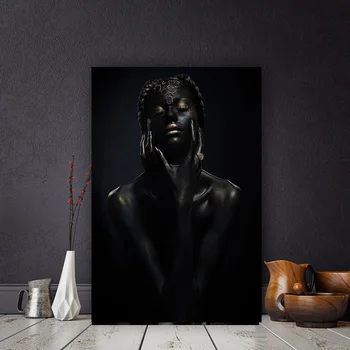 

1 Piece Contemplator Black Nude African Art Woman Canvas Painting Cuadros Posters and Prints Scandinavian Wall Picture No Framed