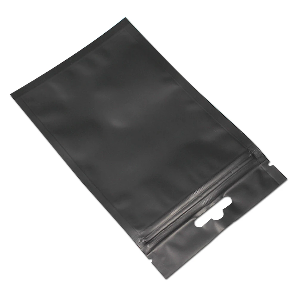 200Pcs 10x18cm Heat Seal Clear Front Black Back Mylar Foil Zipper Packing Pouch Retail Aluminum