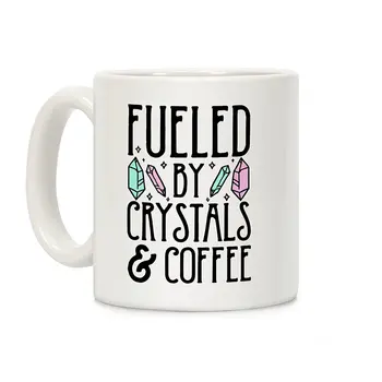 

Fueled By Crystals & Coffee White 11 Ounce Ceramic Coffee Mug