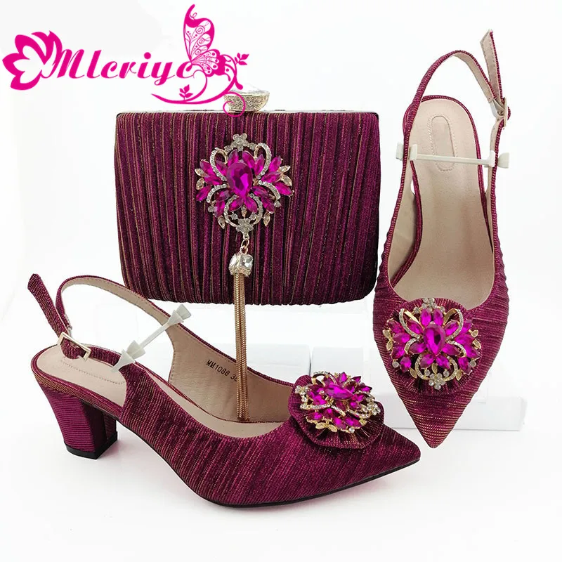 

New Arrival Matching Shoes and Bag Set In Heels Shoes and Bags To Match for Party Wedding Shoes Bride Cristal Pumps Women Shoes