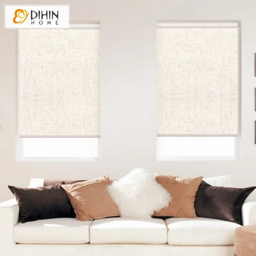 

DIHIN HOME Linen Material Half/Full Blackout Curtains Window Treatment Rollor Blind Easy Install Custom Made W100cmxH100cm