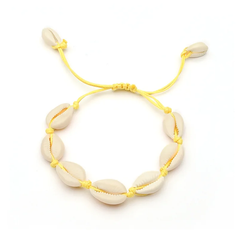 

Fashion Colorful Rope Chain Cowrie Shell Charm Bracelets for Women Shell Bead Strand Bracelet Beach Jewelry