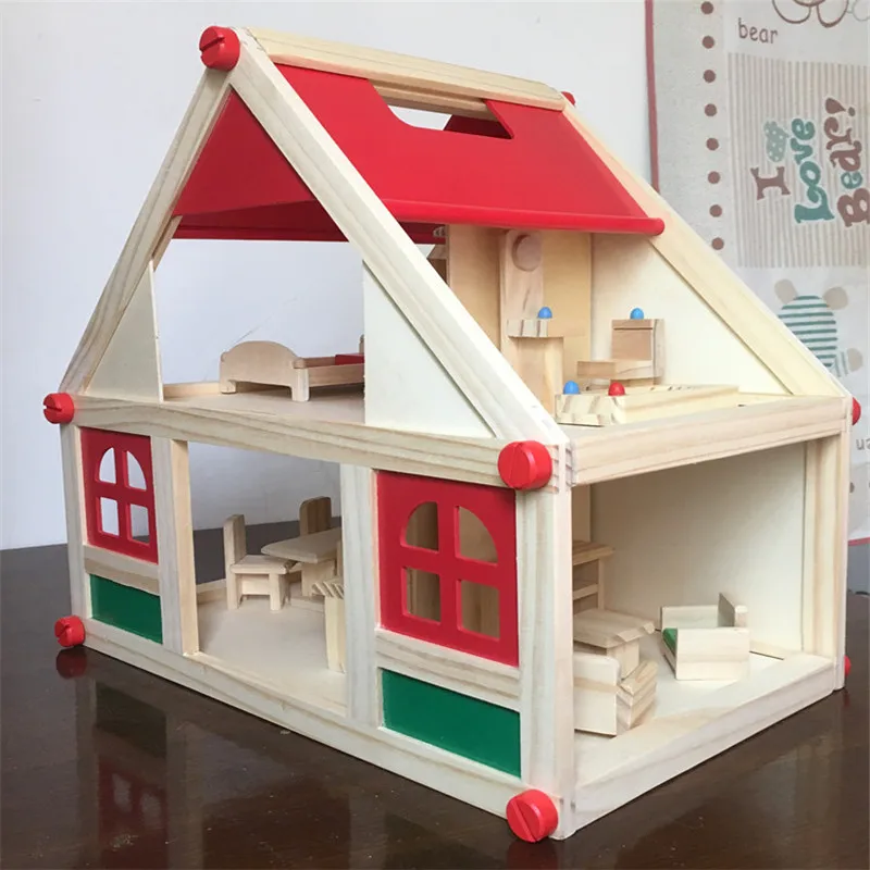 Вилла деревянный большого размера большой кукольный дом игрушки со всеми мебельными комнатами украшения Дети друзья подарок игрушки три цвета