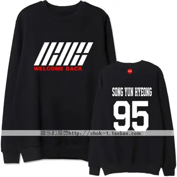 

Kpop ikon debut album welcome back member name printing o neck sweatshirt men women b.i bobby pullover hoodie 3 colors