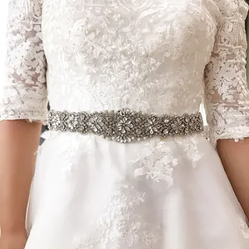 

High End Luxury Glass Rhinestone Waist Belts For Women Wedding Bridemaids Ribbon Self-tie Sashes Bride Gown Dress Belts