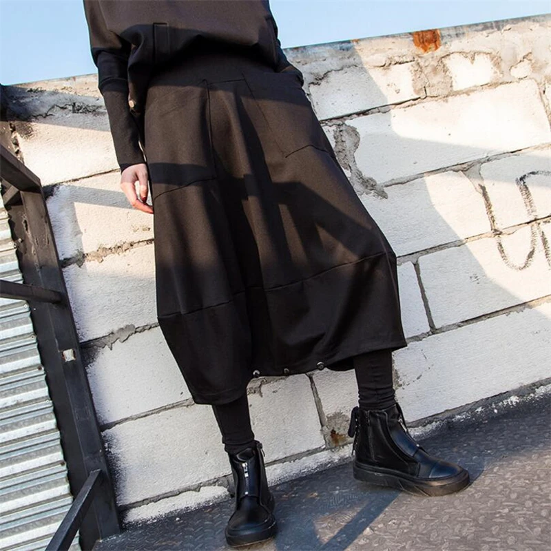 Women Trouser Drop Bottom Harem Pants Personality stitching pants Casual Loose Plus Size Cropped trousers Hippie Cross-Pants