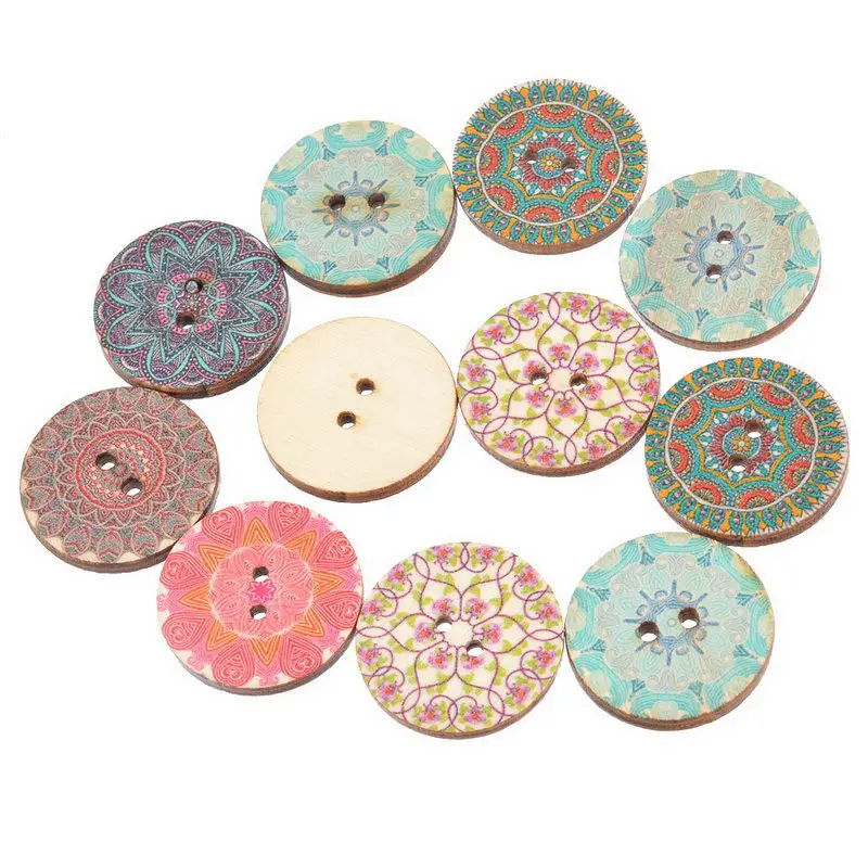 

Urijk 50PCs Wooden Buttons For Needlework DIY Craft Scrapbooking Button For Clothes Sewing Accessories Random Mixed 25mm