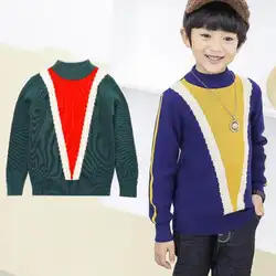 2018 осенние для маленьких мальчиков свитер Высокое качество Дети Теплый Трикотаж Свитера для мальчиков трикотажные О-образным вырезом