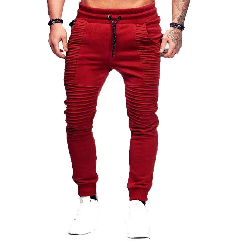 الربيع الخريف السراويل الترنك الرجال الهيب هوب ضئيلة ركض بلون مخطط اللياقة البدنية Sweatpants مرونة الخصر الرجال السراويل MY049