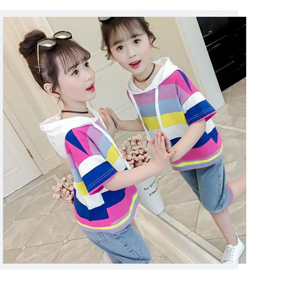 Summer Cute Girl Fashion 2PCS Kids Baby Girls Hooded Top Shorts Set 3T