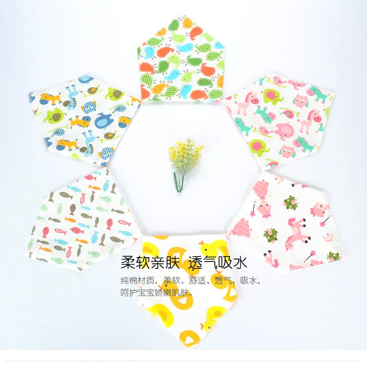 10pc/Lot 100% Cotton Triangle Head Scarf Boy Kerchief Girl Babador Bandana Dribble Bib Baby Silicone Anti-lost Chain Strap Adjustable 