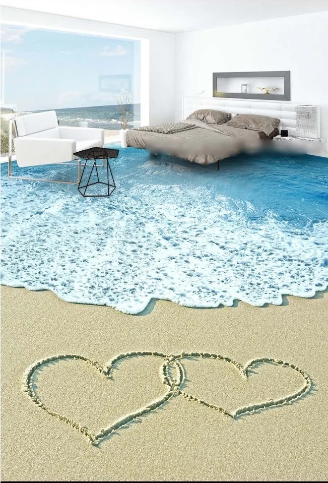 3 D ПВХ полы пользовательские обои песчанные волны с морскими раковинами 3 D ванная комната полы фото 3d настенные фрески обои