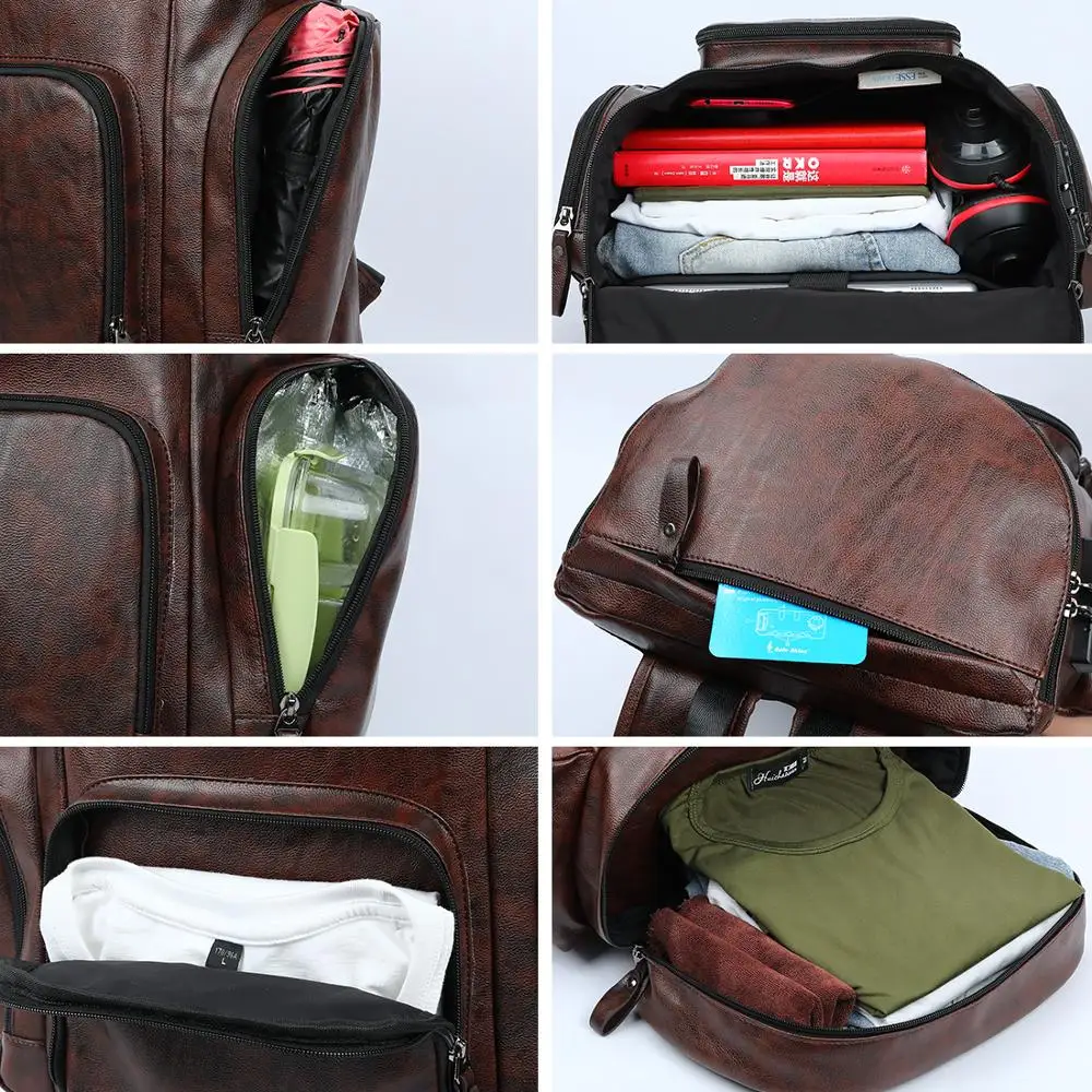  VICUNA POLO Leather New Arrival Multifunctional Business Laptop Backpack With Headphone Hole USB Ch