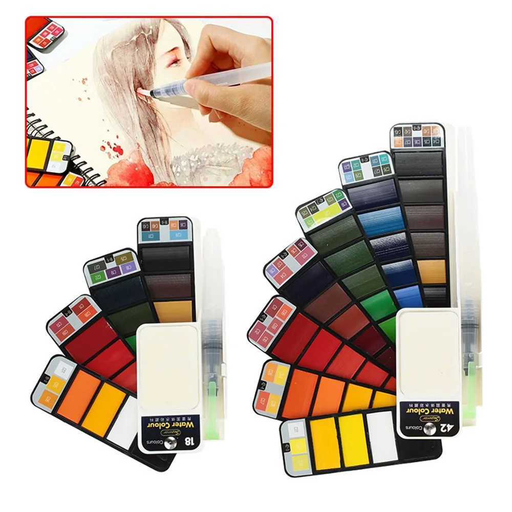 

18/25/33/42 Colors Pigment Paints Set Portable Solid Watercolor Solid Watercolor Set Professional Permanent Art Supplies