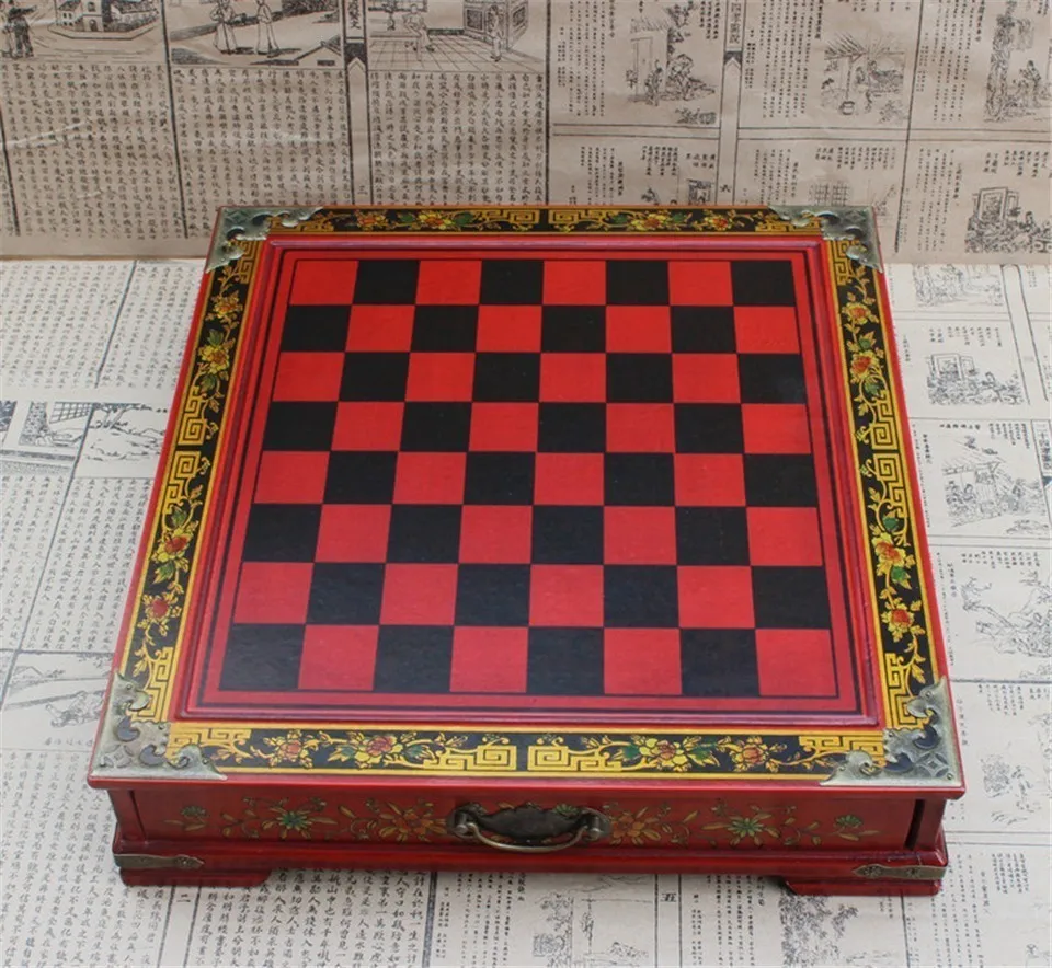 Hot Antique Chess Medium Desktop Stereo Chess Soldiers Resin Chess Pieces Wooden Board High Quality Gift Easytoday