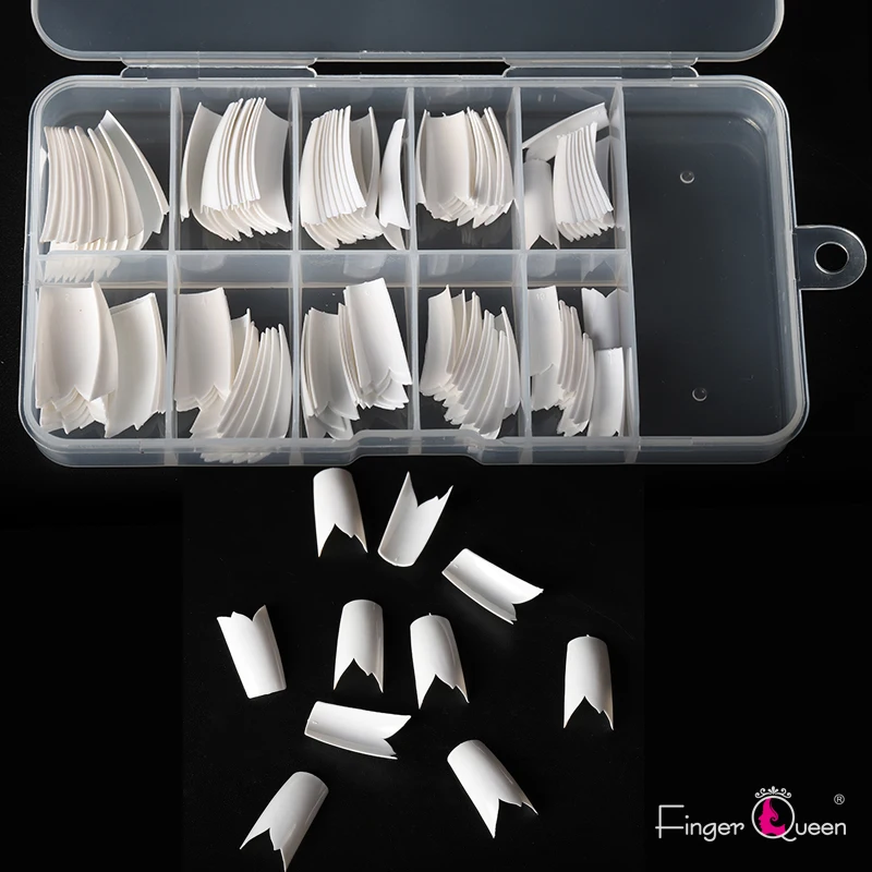 

FingerQueen 100PCS +Box Ballerina Half Nail Tips Natural/Clear Coffin False Nails ABS Artificial DIY False Fake UV Gel Nail Art
