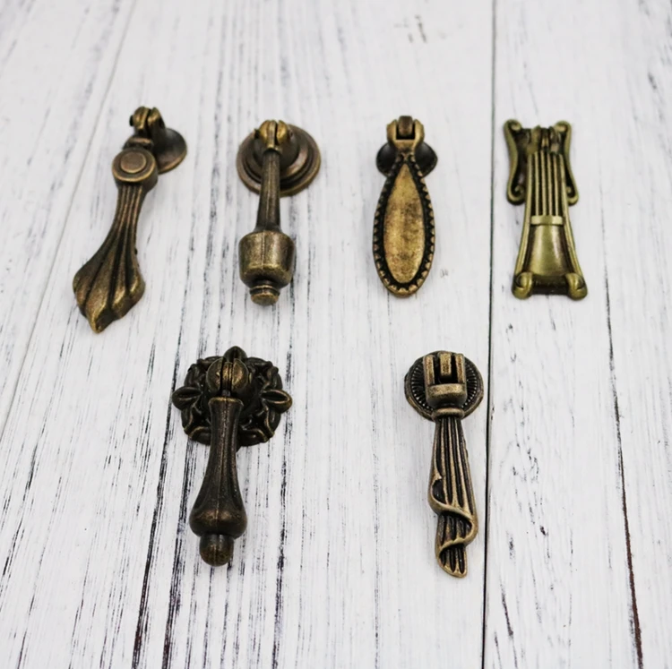 8pcs Jewelry Wooden Box Pull Handle Drawer Knobs Antique Bronze Flower