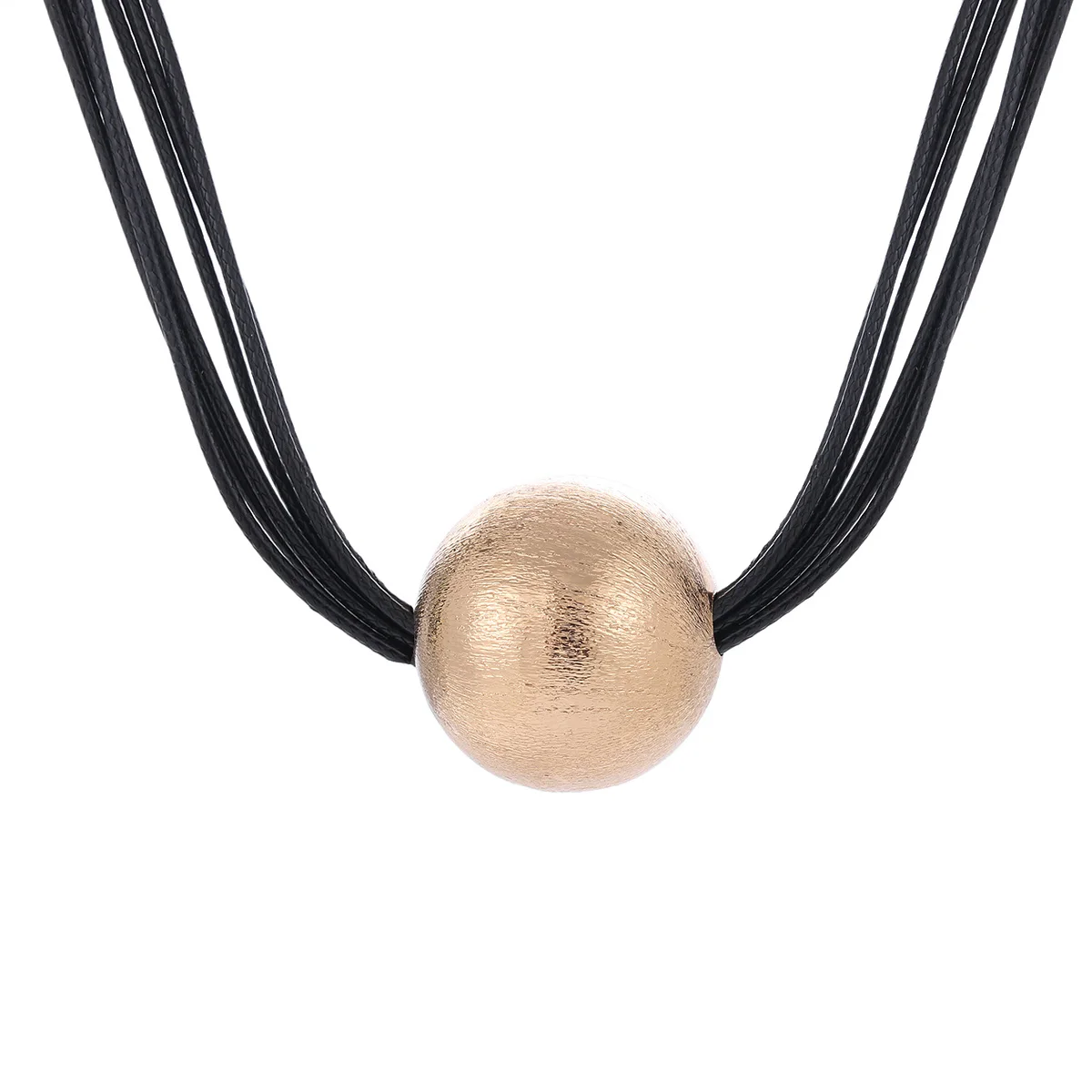 

Big Ball Choker Necklaces For Women Metal Beads Statement Necklace Jewelry Handmade Short Leather Chain