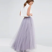 Лавандовые длинные тюлевые женские юбки индивидуальный заказ линия Длина до пола пять слоев тюль вечернее Макси юбки