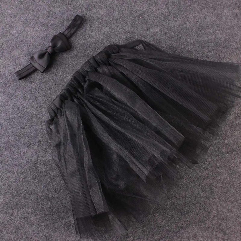 Лидер продаж, 1 комплект, милые юбки-пачки с бантом и цветочным принтом для маленьких девочек, Юбки принцессы без рукавов - Цвет: Black
