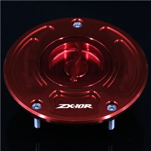 CNC Алюминий без ключа Аксессуары для мотоциклов Топливный бак газа Кепки Крышка для Kawasaki ZX-10R ZX10R ZX10 R 2004-2005 - Цвет: Red