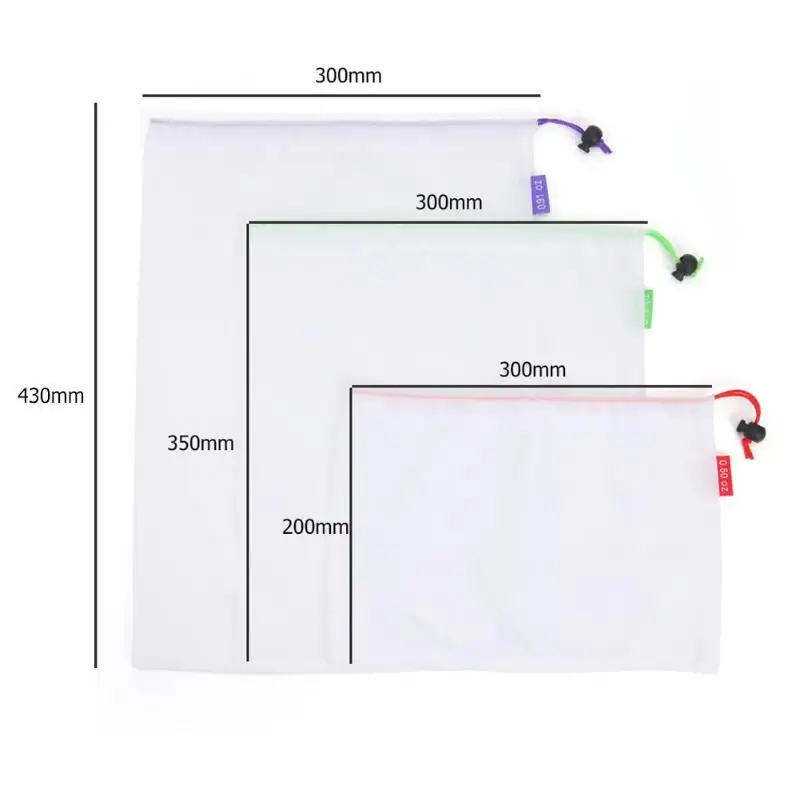 9/12 шт многоразовые для фруктов и овощей, затягивающийся сетчатый мешок на открытом воздухе дома Хранение продуктов Сумка дома Кухня шнурок мешок